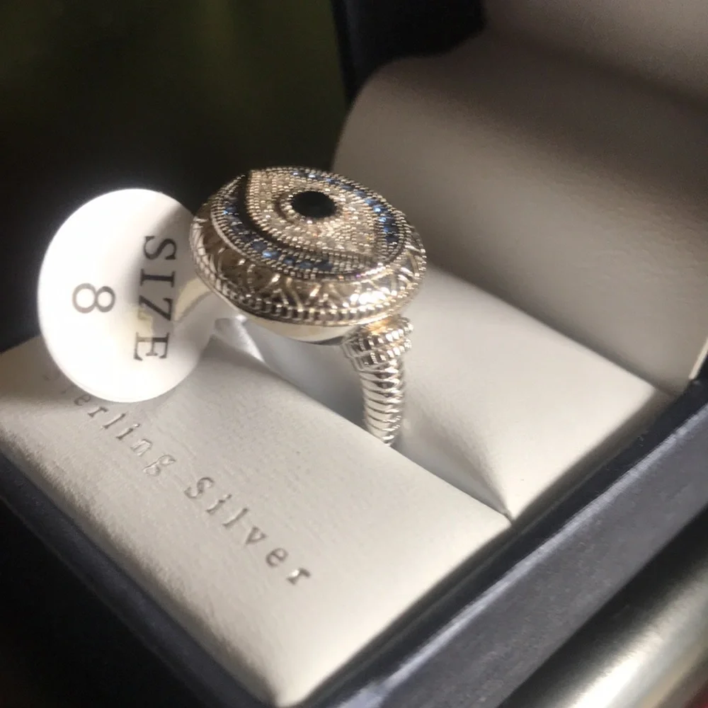 Evil Eye Ring-Sterling Silver cubic zirconia/blue stone w/ accents-NWT BOXED - Picture 7 of 12